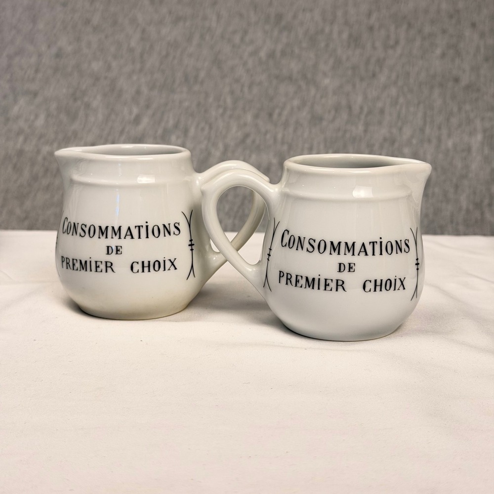Pillivuyt France Porcelain Creamer Set Consommations De Premier Choix Bistro 2pc